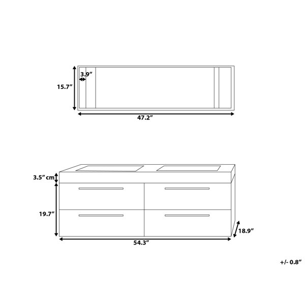 Belfry Bathroom 138 cm Wandmontierter Waschtisch für Doppelbecken mit